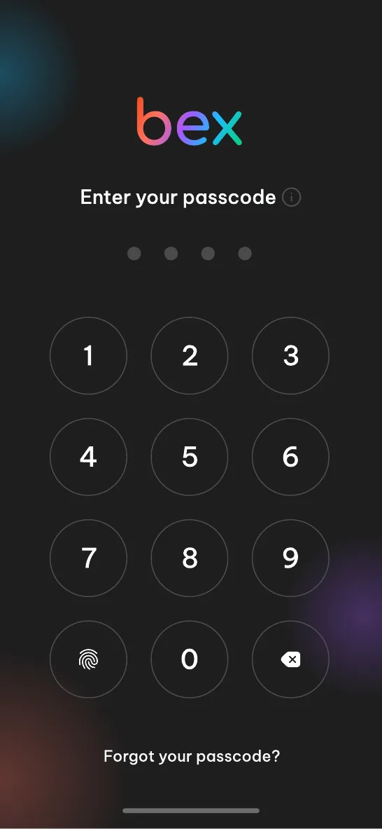Passcode screen, dark