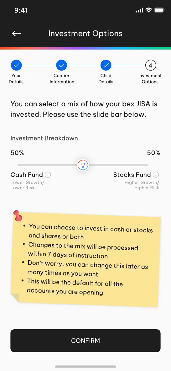 Slider for cash and stocks mix