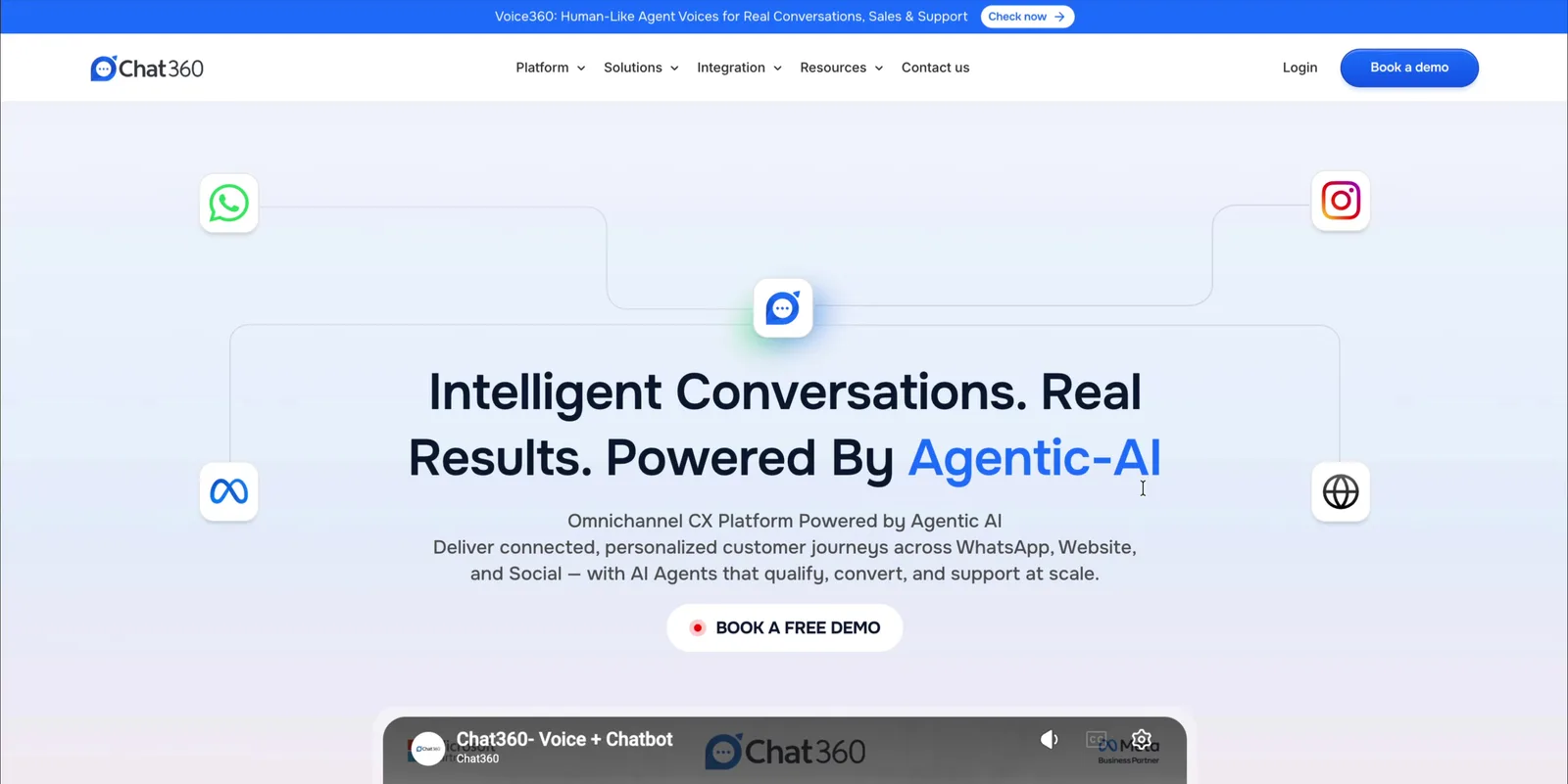 New homepage hero: Intelligent Conversations. Real Results. Powered By Agentic-AI