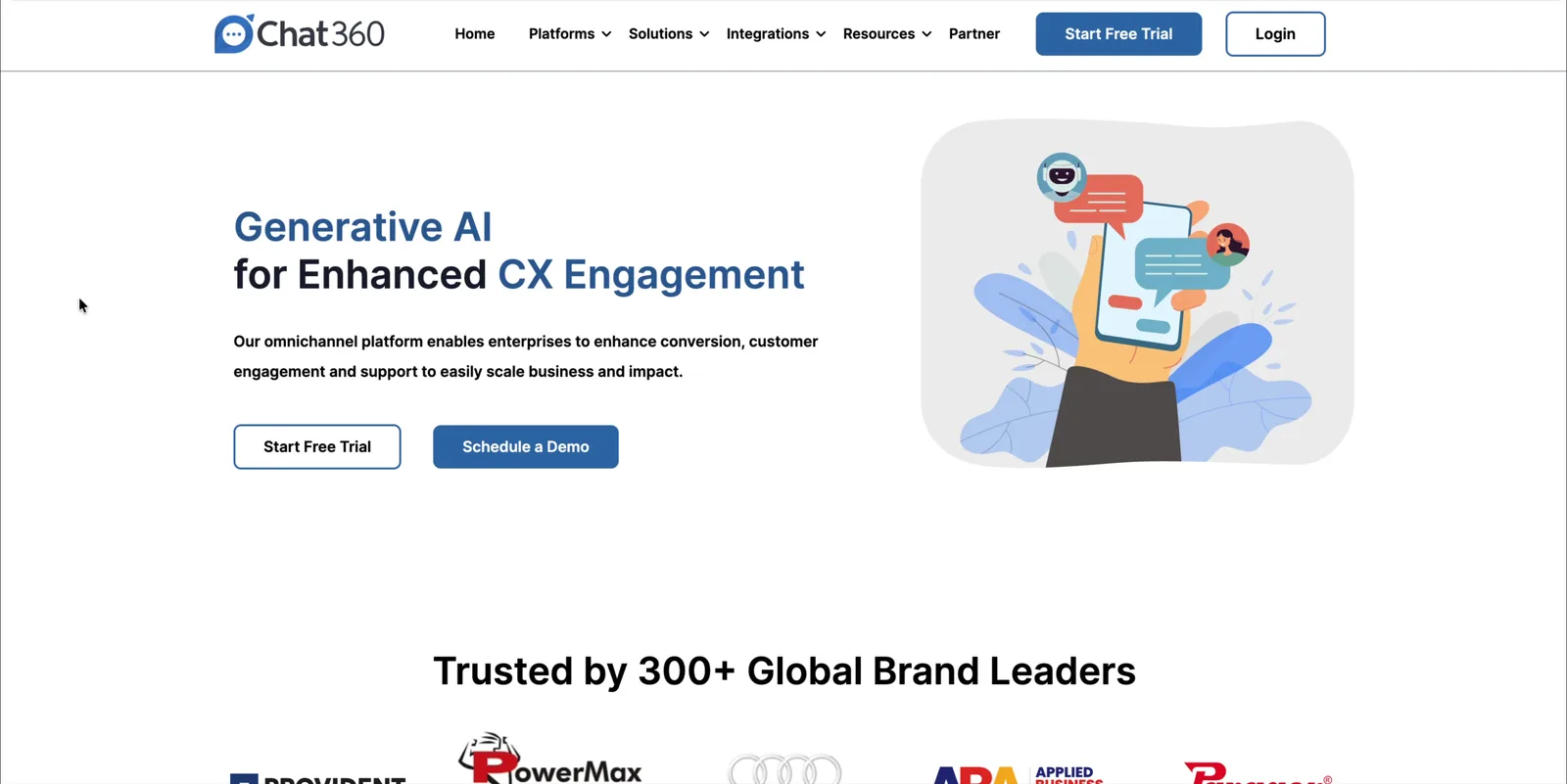 Old homepage hero: Generative AI for Enhanced CX Engagement
