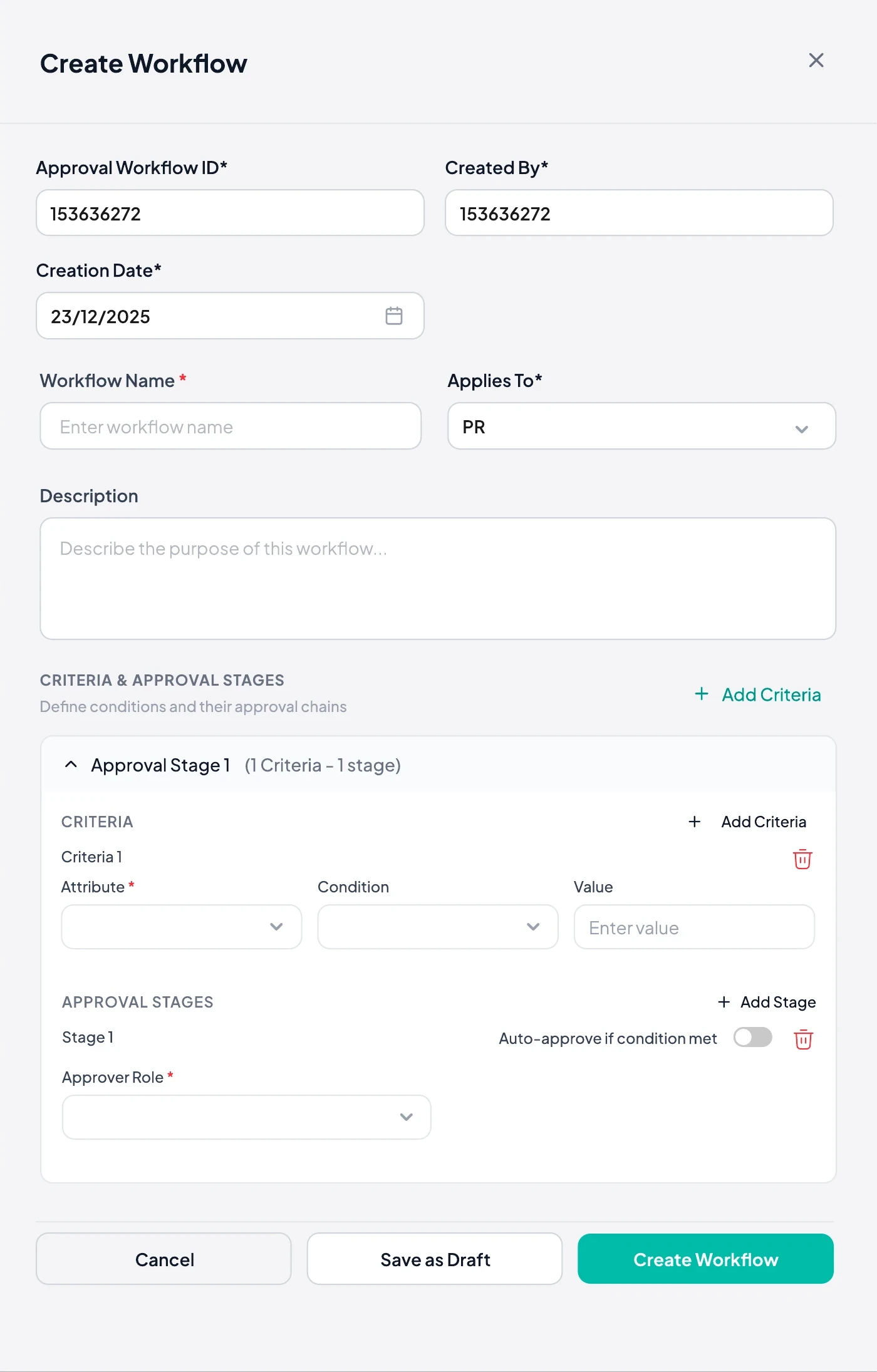Create approval workflow panel
